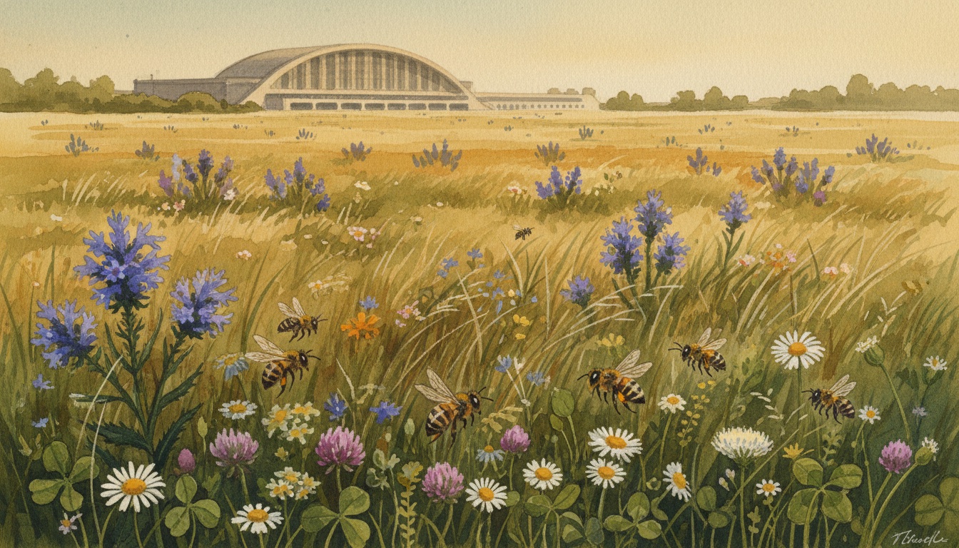Bienen und Wildbienen in Berlin — Aquarell-Illustration der typischen Habitate