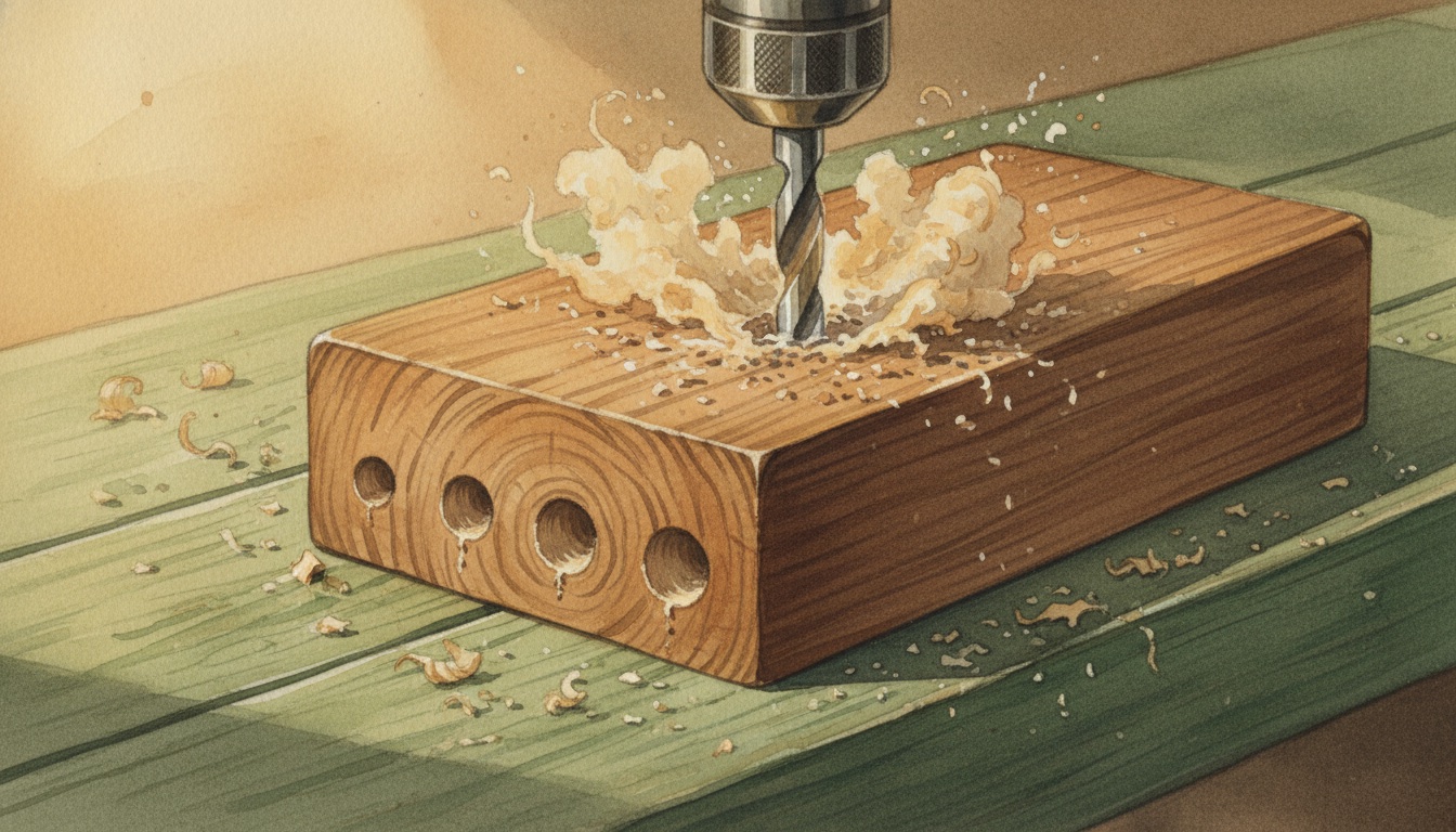 Schritt 2: Bohren — Wildbienen-Nisthilfe Bau