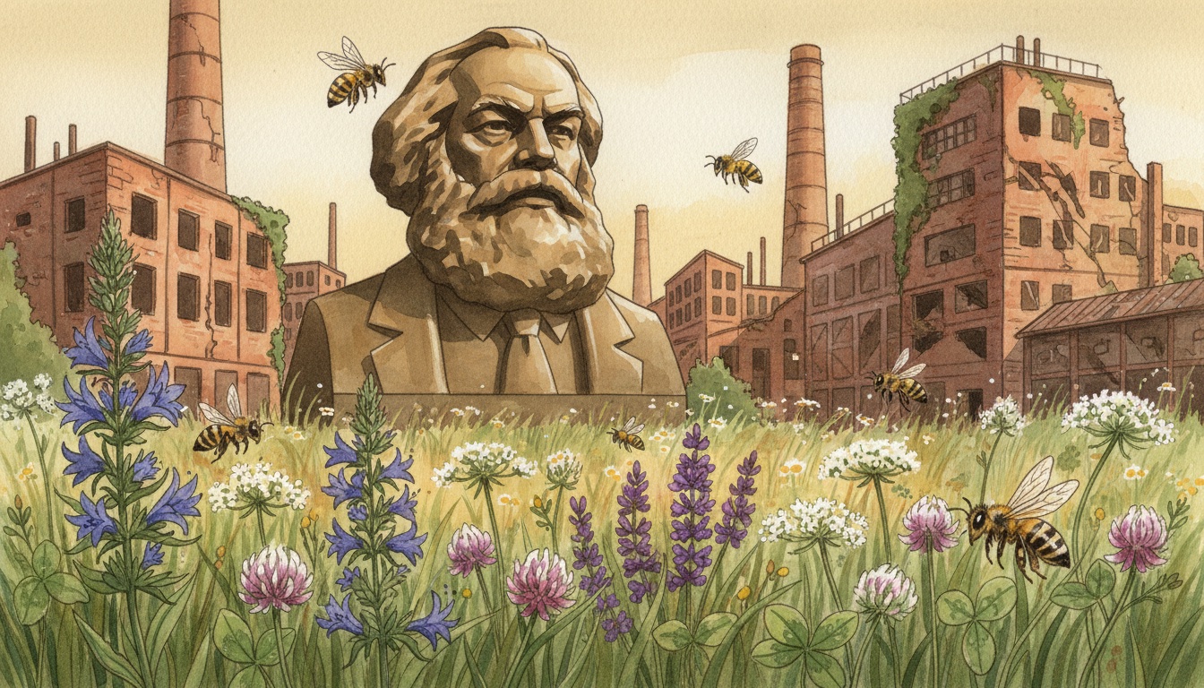 Bienen und Wildbienen in Chemnitz (Sachsen) — Aquarell-Illustration der lokalen Habitate