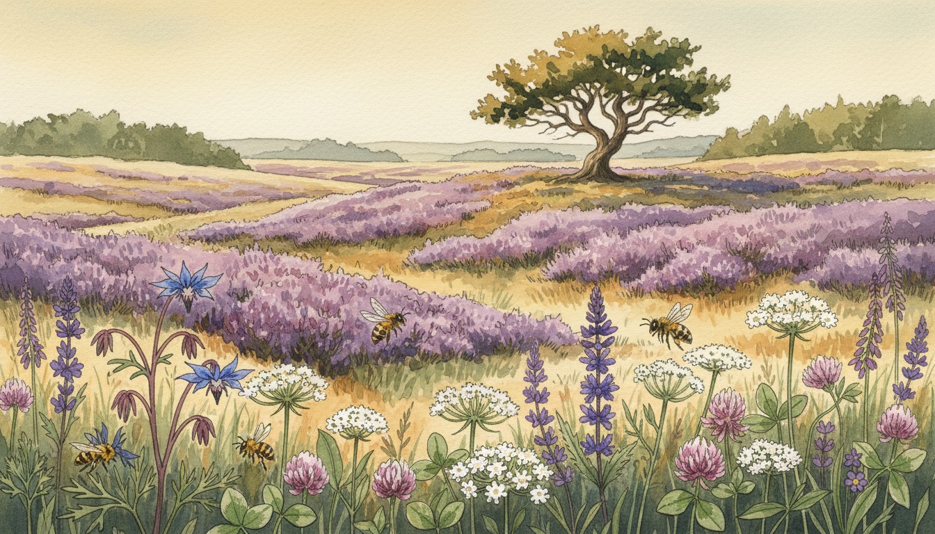Bienen und Wildbienen in Emden (Niedersachsen) — Aquarell-Illustration der lokalen Habitate