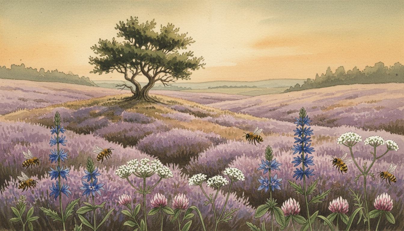 Bienen und Wildbienen in Goslar (Niedersachsen) — Aquarell-Illustration der lokalen Habitate