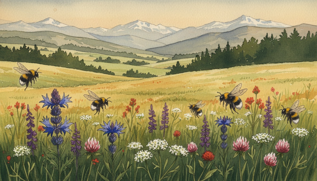 Bienen und Wildbienen in Neustadt an der Waldnaab (Bayern) — Aquarell-Illustration der lokalen Habitate