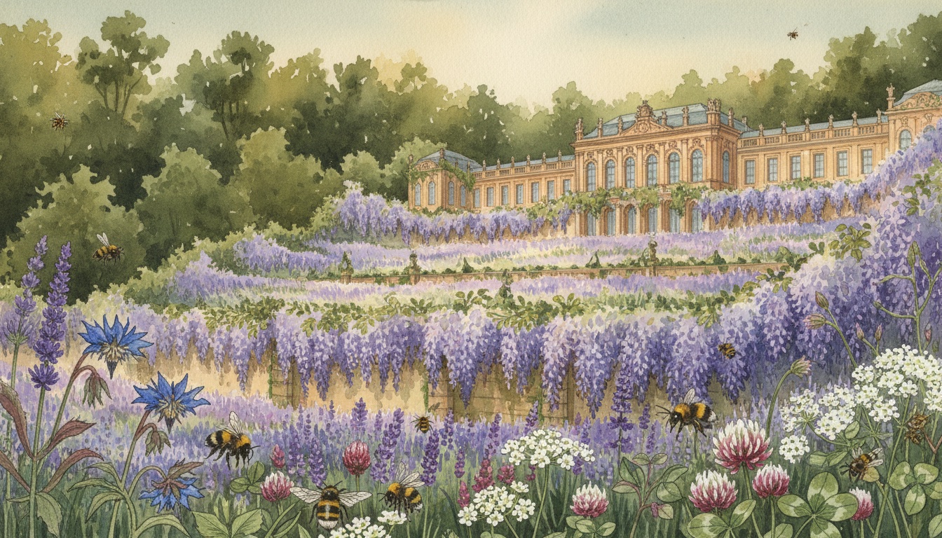 Bienen und Wildbienen in Potsdam (Brandenburg) — Aquarell-Illustration der lokalen Habitate
