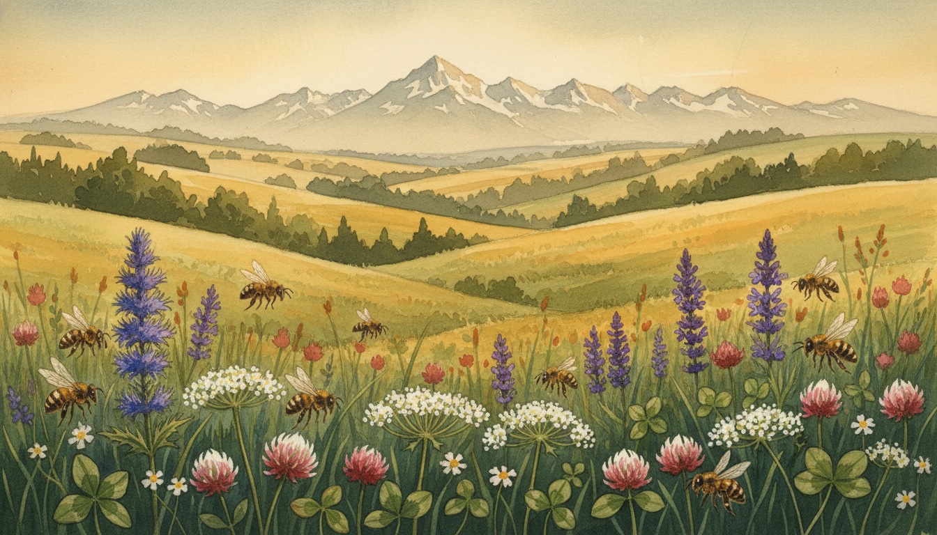 Bienen und Wildbienen in Roth (Bayern) — Aquarell-Illustration der lokalen Habitate