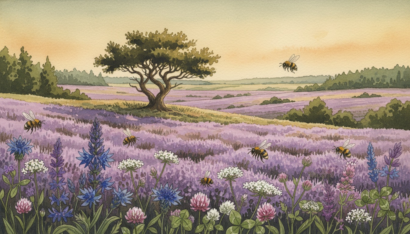 Bienen und Wildbienen in Verden (Aller) (Niedersachsen) — Aquarell-Illustration der lokalen Habitate