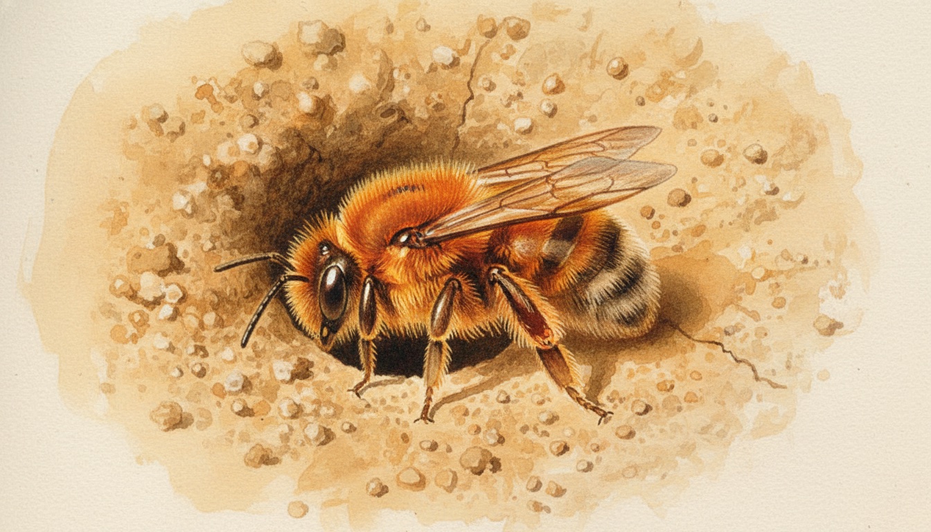 Künstlerische Aquarell-Darstellung der Gattung Andrena — nicht zur Bestimmung