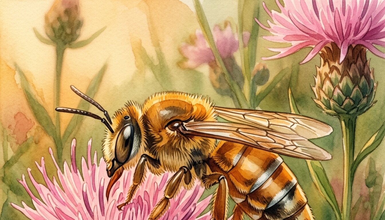 Künstlerische Aquarell-Darstellung der Gattung Coelioxys — nicht zur Bestimmung