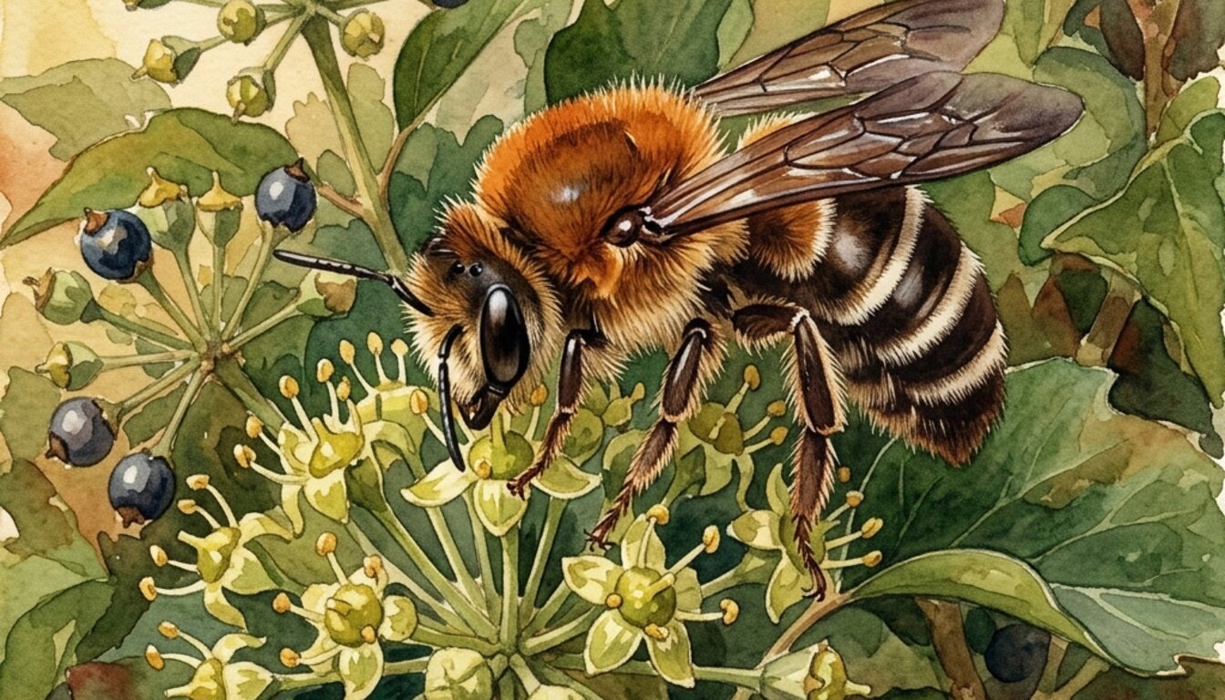Künstlerische Aquarell-Darstellung der Gattung Colletes — nicht zur Bestimmung