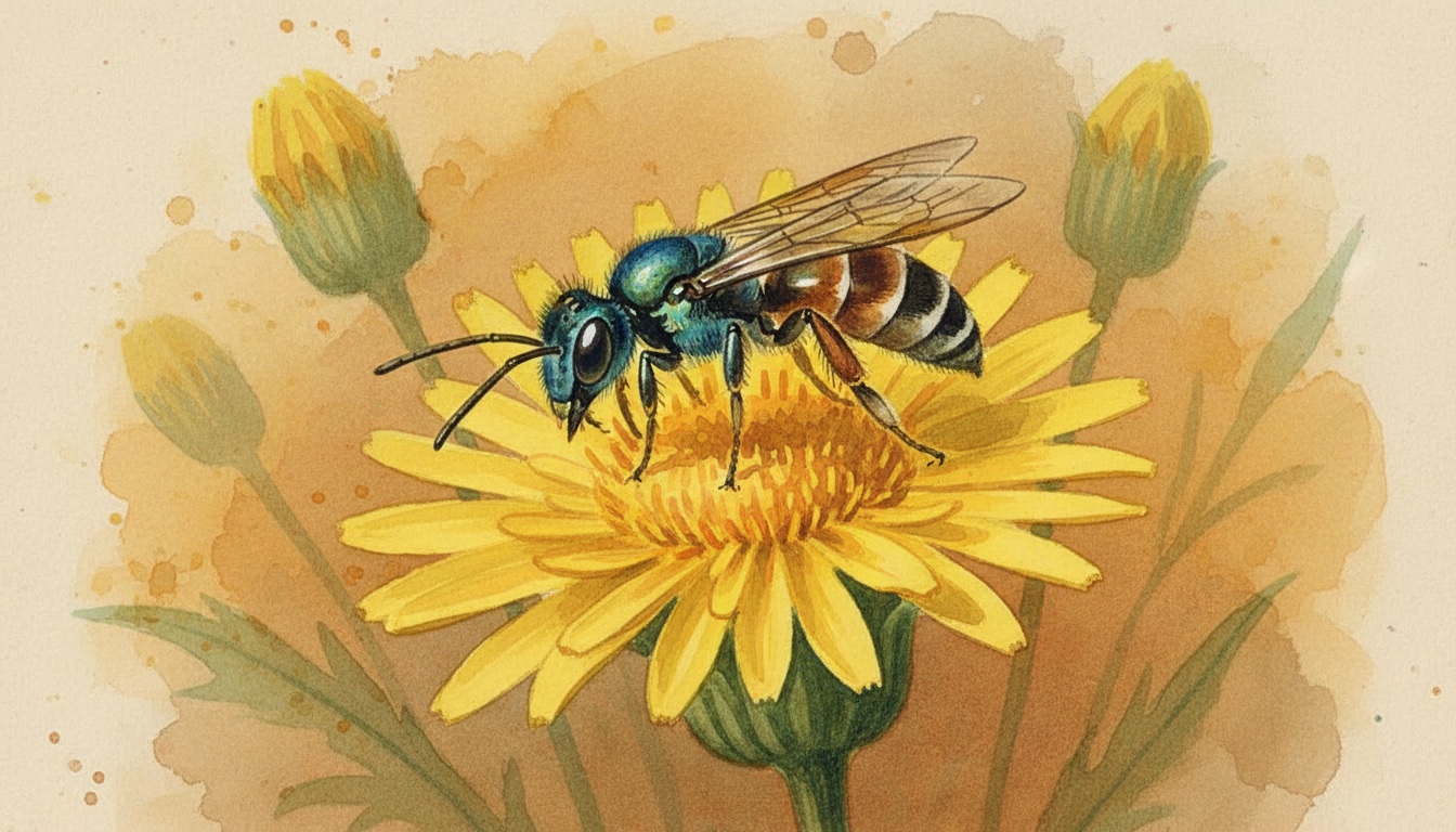 Künstlerische Aquarell-Darstellung der Gattung Halictus — nicht zur Bestimmung