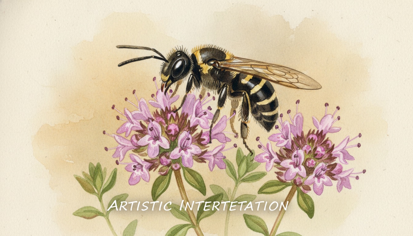 Künstlerische Aquarell-Darstellung der Gattung Hylaeus — nicht zur Bestimmung