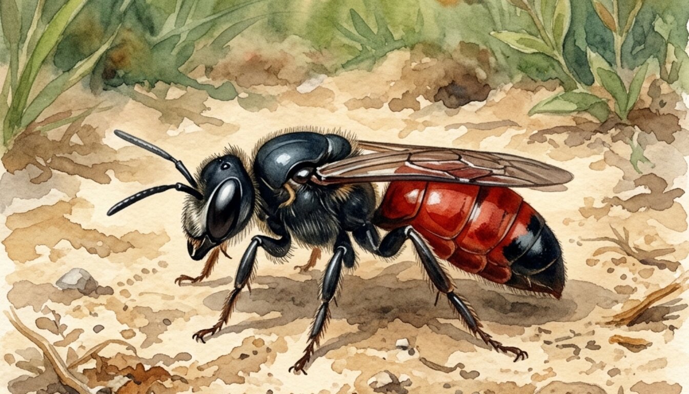 Künstlerische Aquarell-Darstellung der Gattung Sphecodes — nicht zur Bestimmung