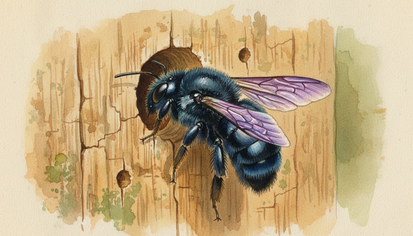 Aquarell-Illustration der Gattung Xylocopa — künstlerische Darstellung, nicht zur Bestimmung