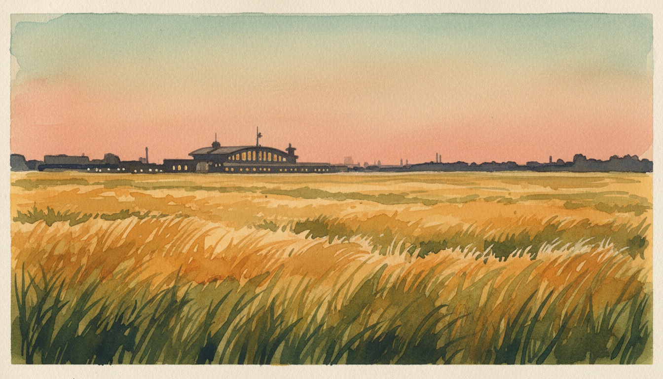 Aquarell-Illustration von Natur-Park Schöneberger Südgelände — Wildbienen-relevantes Habitat in Berlin