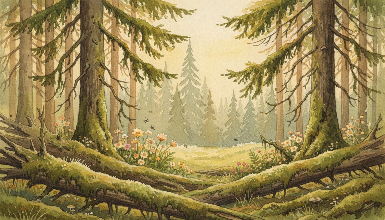 Aquarell-Illustration von Nationalpark Bayerischer Wald — Wildbienen-relevantes Habitat in Bayern